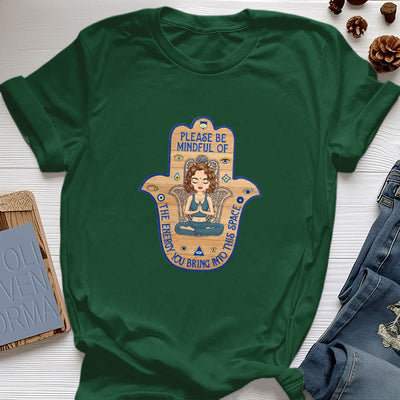Olivenorma T-Shirt mit Hamsa-Hand, Meditation, Schutz, spirituell - Dunkelgrün - 2XL - image 20