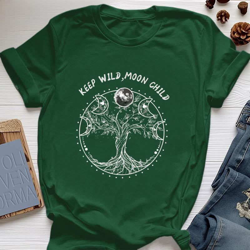 Olivenorma "KEEP WILD, MOON CHILD" Baum des Lebens Mondphase T-Shirts - Dunkelgrün - 2XL - image 20