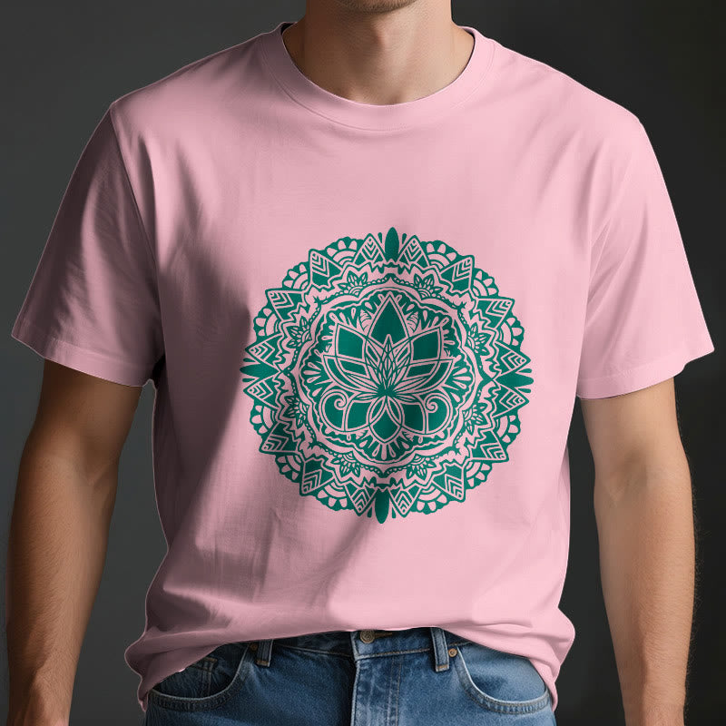 Olivenorma – T-Shirt mit grünem Lotus-Print