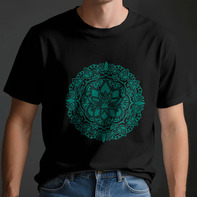 Olivenorma – T-Shirt mit grünem Lotus-Print