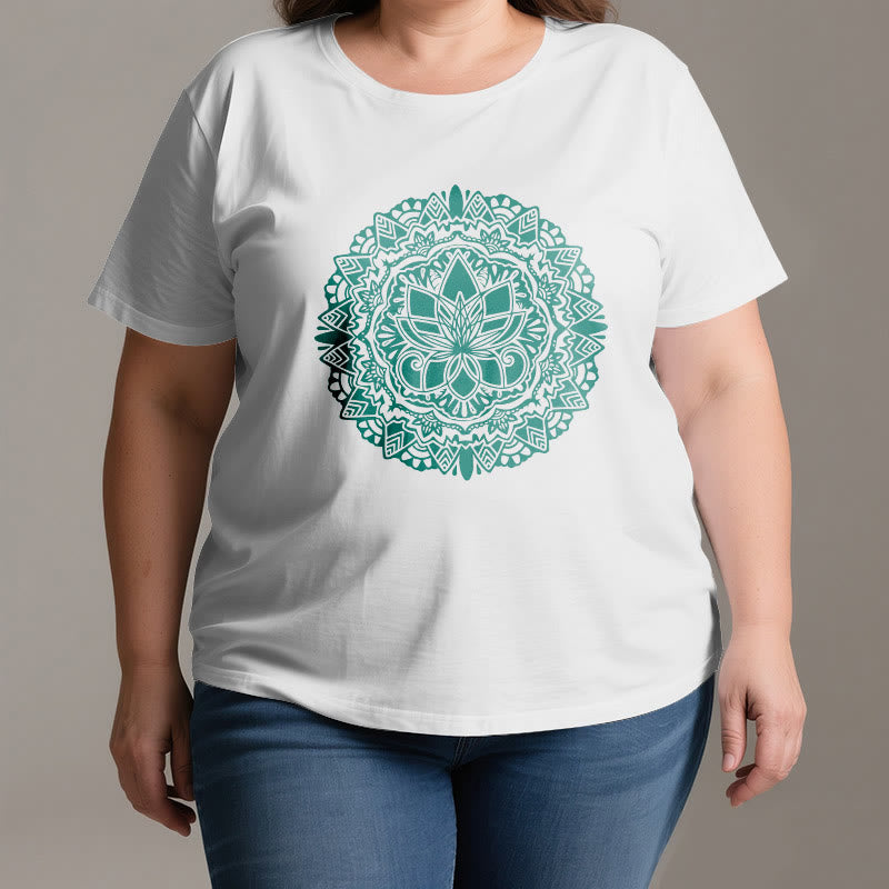 Olivenorma – T-Shirt mit grünem Lotus-Print