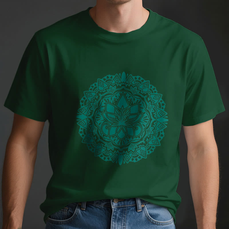 Olivenorma – T-Shirt mit grünem Lotus-Print