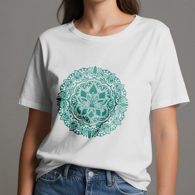 Olivenorma – T-Shirt mit grünem Lotus-Print