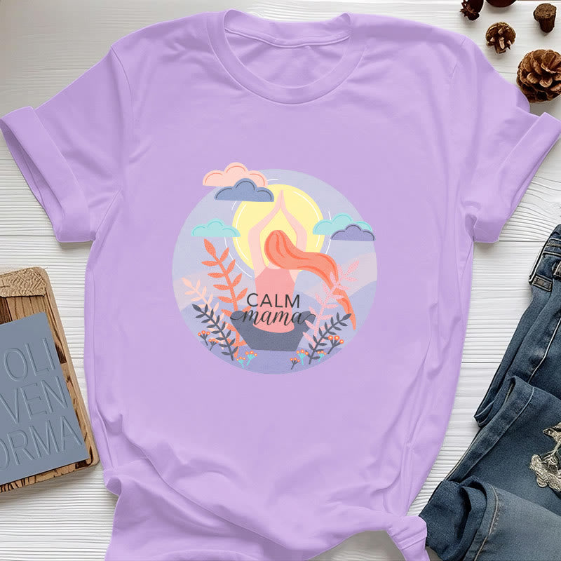 Olivenorma Yoga-T-Shirt mit „Calm Mama“-Print