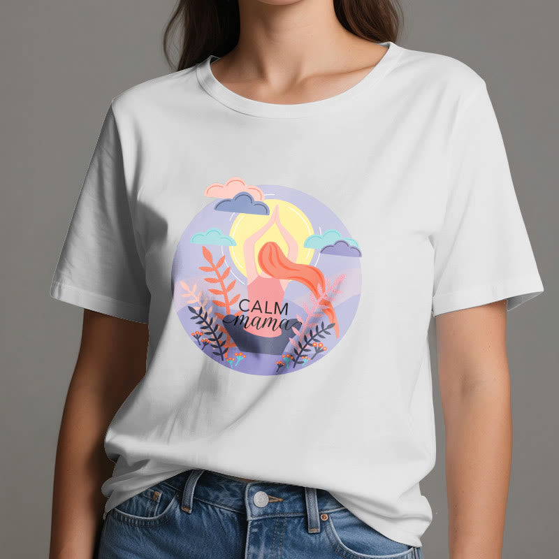 Olivenorma Yoga-T-Shirt mit „Calm Mama“-Print