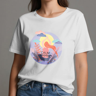 Olivenorma Yoga-T-Shirt mit „Calm Mama“-Print