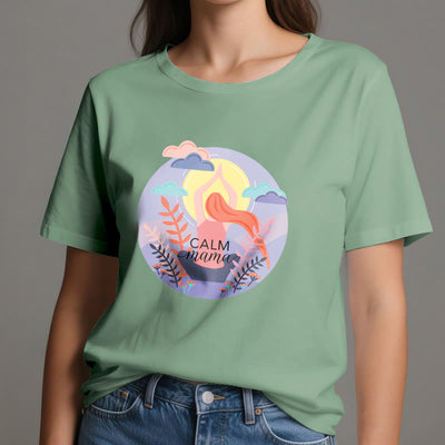 Olivenorma Yoga-T-Shirt mit „Calm Mama“-Print