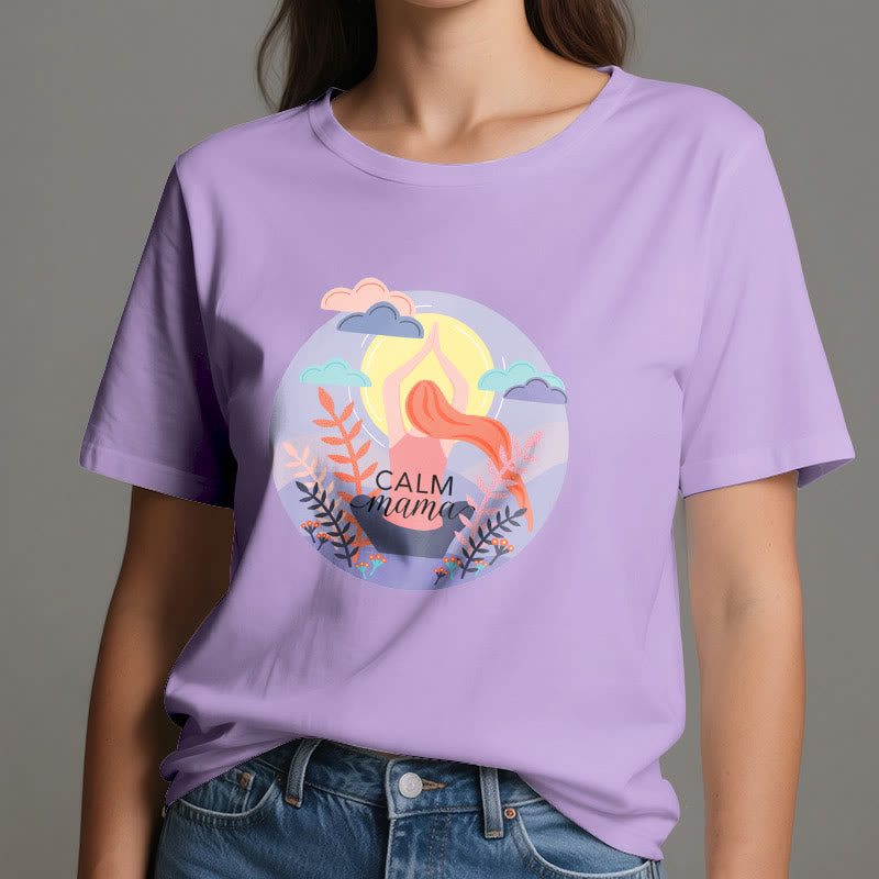 Olivenorma Yoga-T-Shirt mit „Calm Mama“-Print