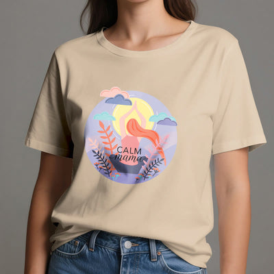 Olivenorma Yoga-T-Shirt mit „Calm Mama“-Print