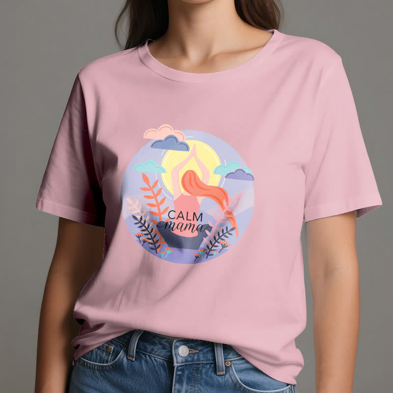 Olivenorma Yoga-T-Shirt mit „Calm Mama“-Print