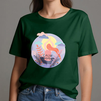 Olivenorma Yoga-T-Shirt mit „Calm Mama“-Print