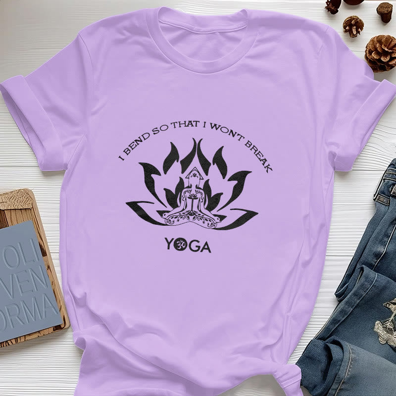 Olivenorma Yoga-T-Shirt „Ich beuge mich, damit ich nicht breche“