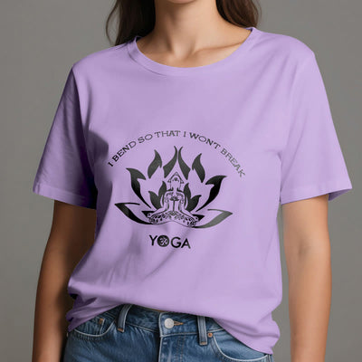 Olivenorma Yoga-T-Shirt „Ich beuge mich, damit ich nicht breche“