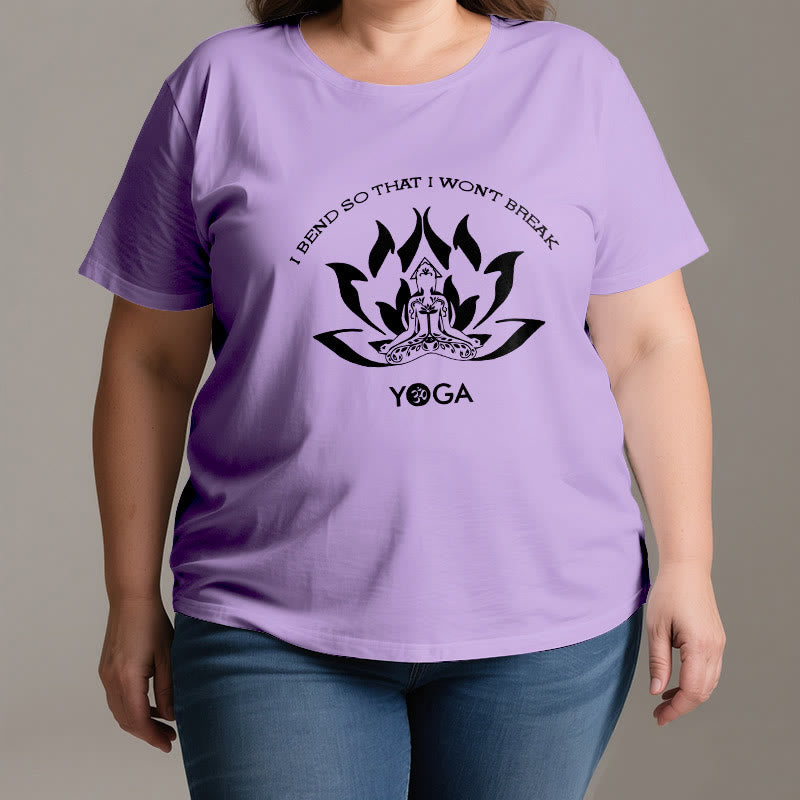 Olivenorma Yoga-T-Shirt „Ich beuge mich, damit ich nicht breche“