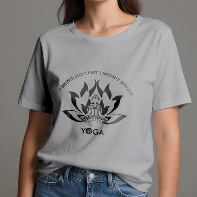 Olivenorma Yoga-T-Shirt „Ich beuge mich, damit ich nicht breche“