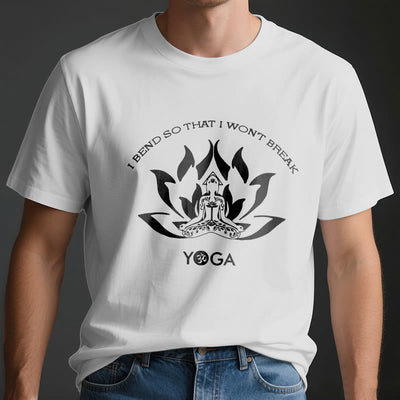 Olivenorma Yoga-T-Shirt „Ich beuge mich, damit ich nicht breche“