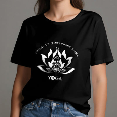 Olivenorma Yoga-T-Shirt „Ich beuge mich, damit ich nicht breche“
