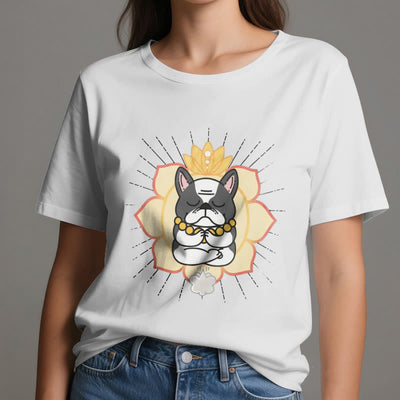 Olivenorma Yoga Meditation Französische Bulldogge Print T-Shirt