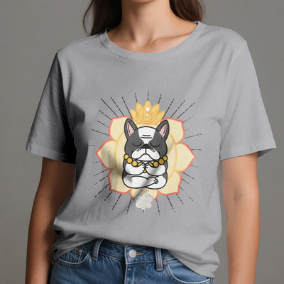 Olivenorma Yoga Meditation Französische Bulldogge Print T-Shirt
