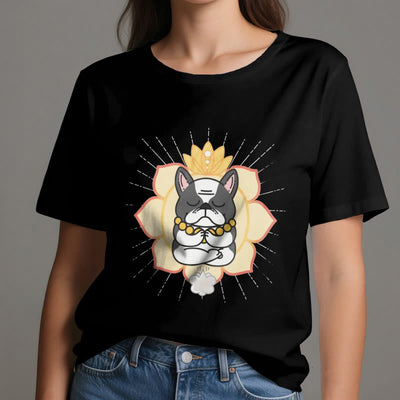 Olivenorma Yoga Meditation Französische Bulldogge Print T-Shirt