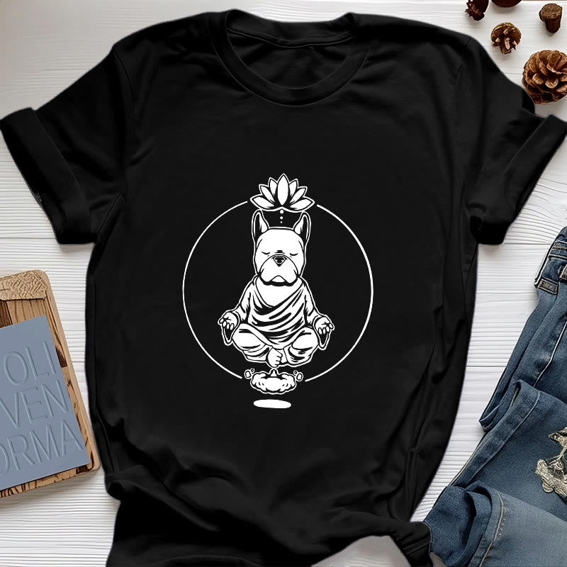 Olivenorma Zen Meditation Französische Bulldogge Lotus T-Shirt