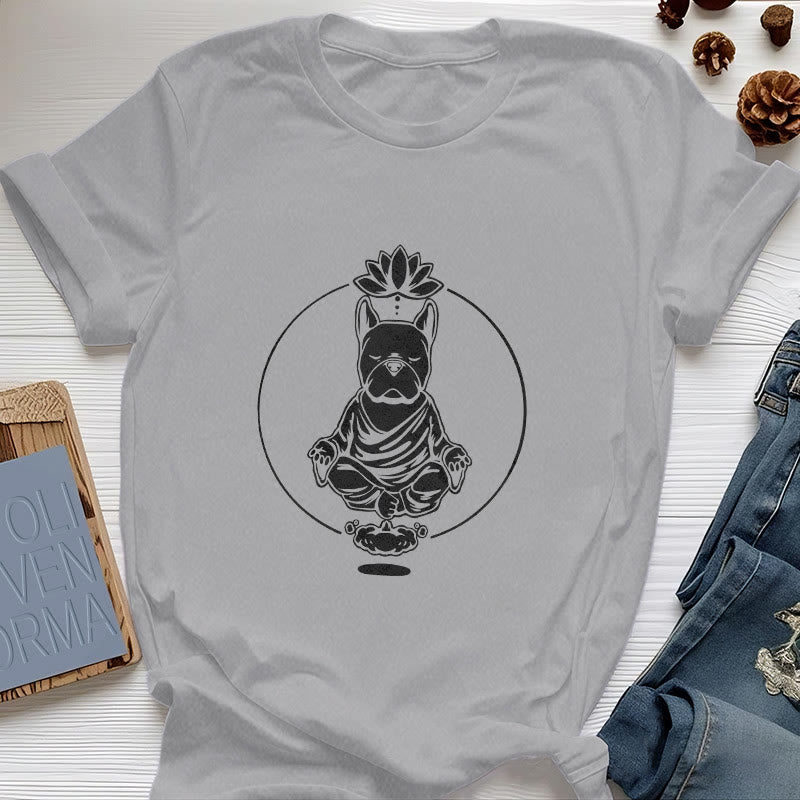 Olivenorma Zen Meditation Französische Bulldogge Lotus T-Shirt