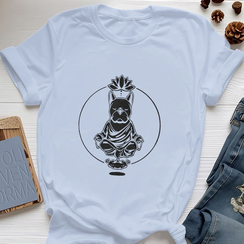 Olivenorma Zen Meditation Französische Bulldogge Lotus T-Shirt