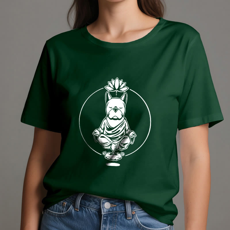 Olivenorma Zen Meditation Französische Bulldogge Lotus T-Shirt
