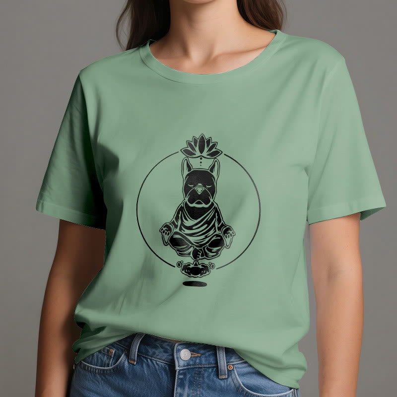 Olivenorma Zen Meditation Französische Bulldogge Lotus T-Shirt