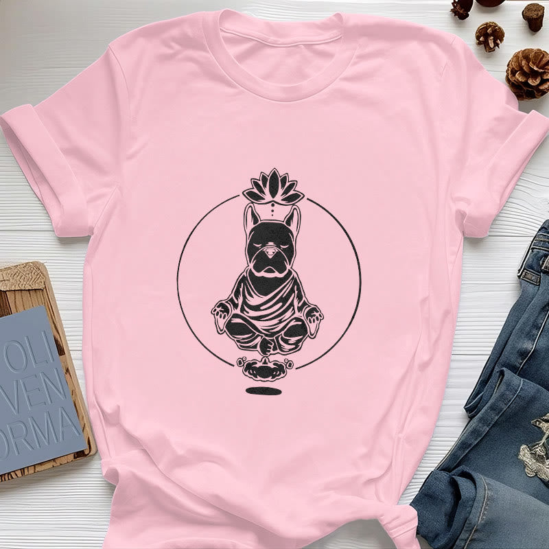 Olivenorma Zen Meditation Französische Bulldogge Lotus T-Shirt