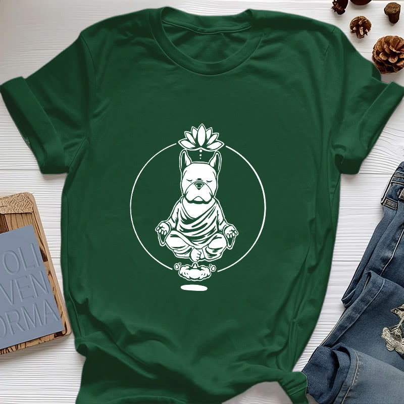Olivenorma Zen Meditation Französische Bulldogge Lotus T-Shirt