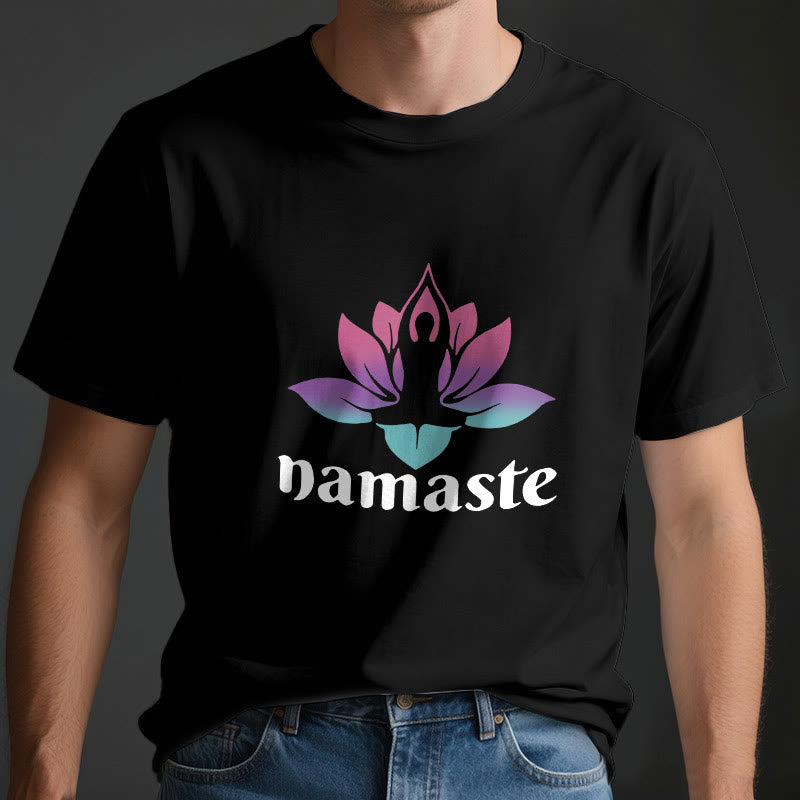 Olivenorma – T-Shirt aus Baumwolle mit „Namaste Lotus“-Print
