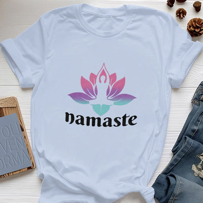 Olivenorma – T-Shirt aus Baumwolle mit „Namaste Lotus“-Print