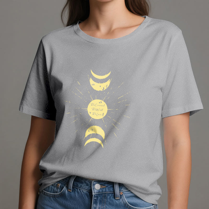 Olivenorma Mondphasen Yoga Baumwoll-T-Shirt