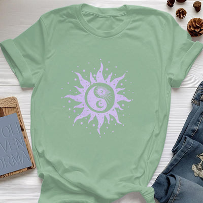 Olivenorma Yin Yang Mond Sonne Bequemes Baumwoll-T-Shirt