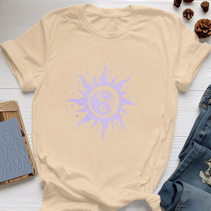 Olivenorma Yin Yang Mond Sonne Bequemes Baumwoll-T-Shirt