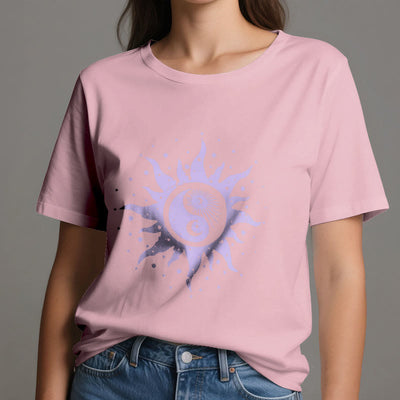 Olivenorma Yin Yang Mond Sonne Bequemes Baumwoll-T-Shirt