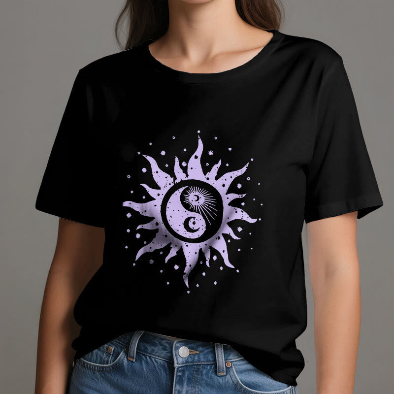 Olivenorma Yin Yang Mond Sonne Bequemes Baumwoll-T-Shirt