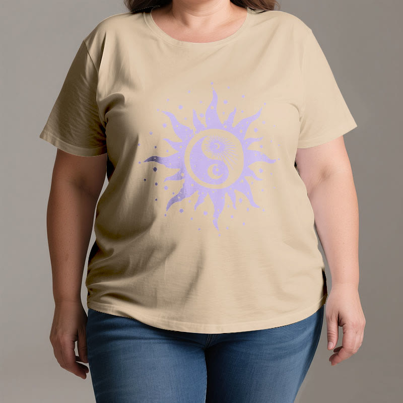 Olivenorma Yin Yang Mond Sonne Bequemes Baumwoll-T-Shirt