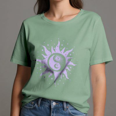 Olivenorma Yin Yang Mond Sonne Bequemes Baumwoll-T-Shirt