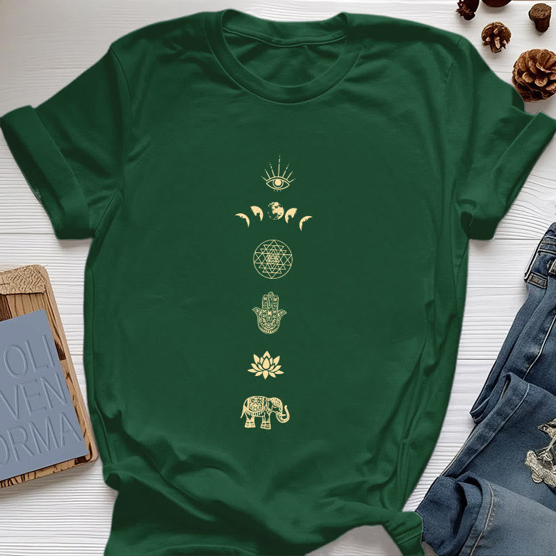 Olivenorma Chakren Spirituelles Lotus Yoga T-Shirt