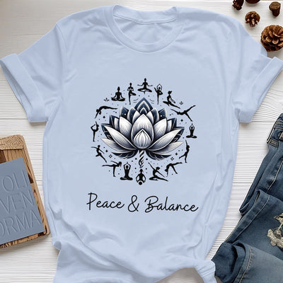 Olivenorma "PEACE & BALANCE" Lotus Yoga Tee Baumwoll-T-Shirt - Blau - 2XL - image 12