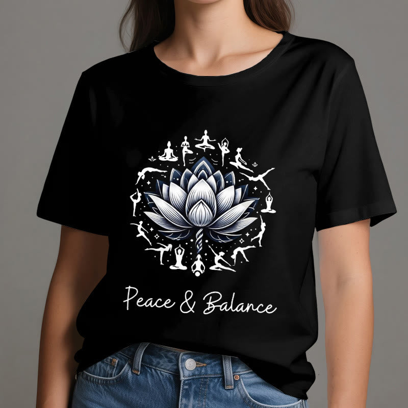 Olivenorma "PEACE & BALANCE" Lotus Yoga Tee Baumwoll-T-Shirt - image 7