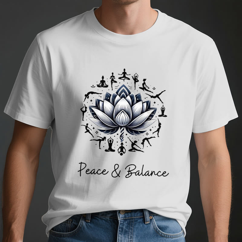 Olivenorma "PEACE & BALANCE" Lotus Yoga Tee Baumwoll-T-Shirt - image 4
