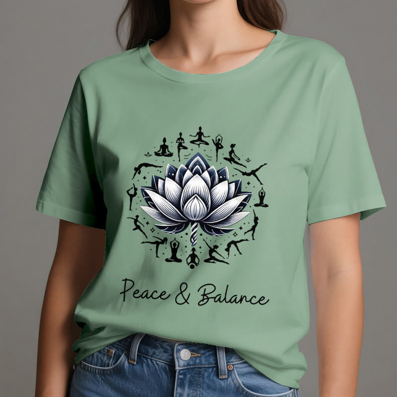 Olivenorma "PEACE & BALANCE" Lotus Yoga Tee Baumwoll-T-Shirt - image 19