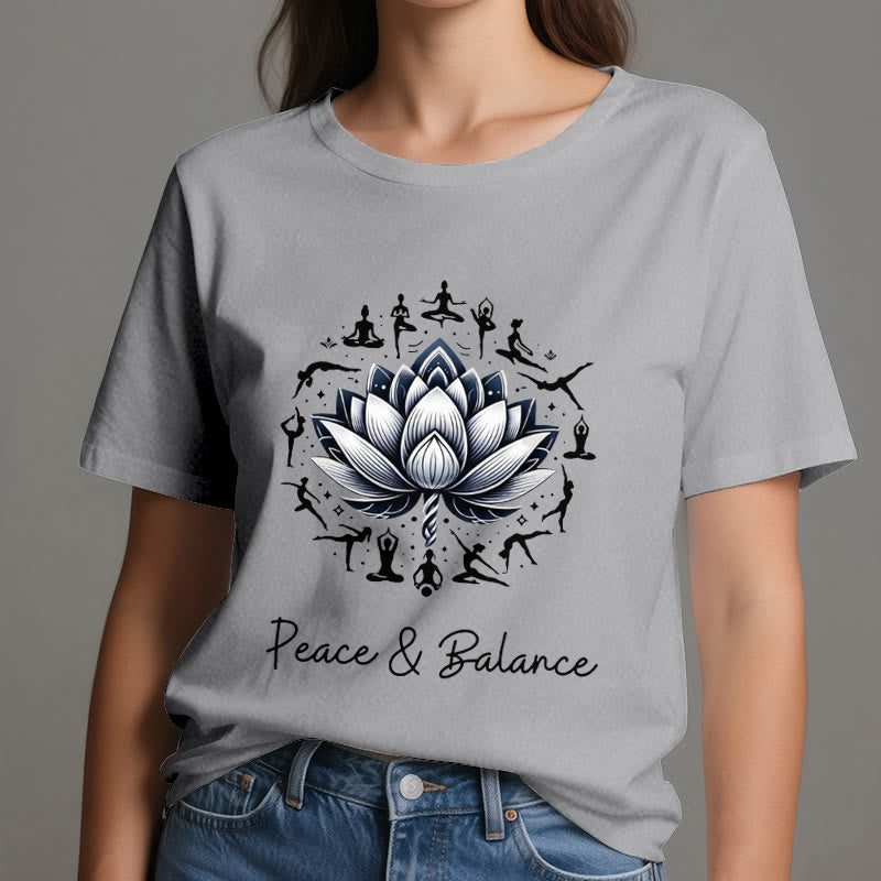 Olivenorma "PEACE & BALANCE" Lotus Yoga Tee Baumwoll-T-Shirt - image 9