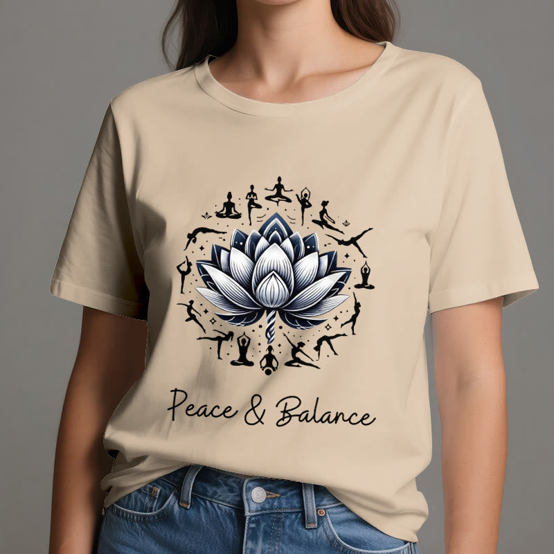 Olivenorma "PEACE & BALANCE" Lotus Yoga Tee Baumwoll-T-Shirt - image 11