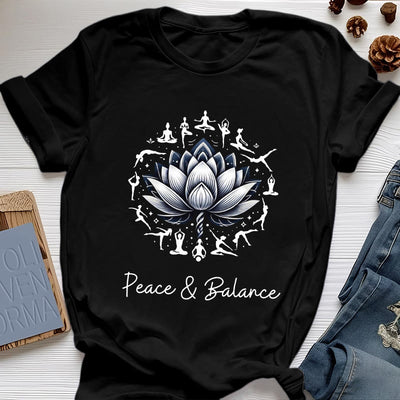 Olivenorma "PEACE & BALANCE" Lotus Yoga Tee Baumwoll-T-Shirt - Schwarz - 2XL - image 6