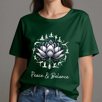 Olivenorma "PEACE & BALANCE" Lotus Yoga Tee Baumwoll-T-Shirt - image 21