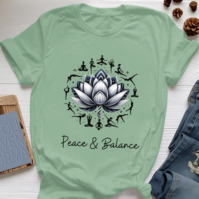 Olivenorma "PEACE & BALANCE" Lotus Yoga Tee Baumwoll-T-Shirt - Hellgrün - 2XL - image 18